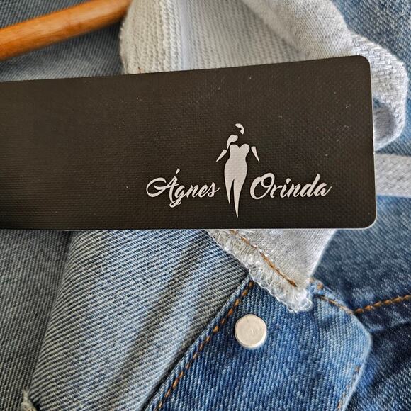 Agnes Orinda Denim Hoodie Jacket Blue / Grey Size 3X NWT - Picture 11 of 11